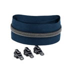 Reißverschluss & Zipper im Set – 1 Meter inkl. 3 Zipper – Gunmetal/Petrol
