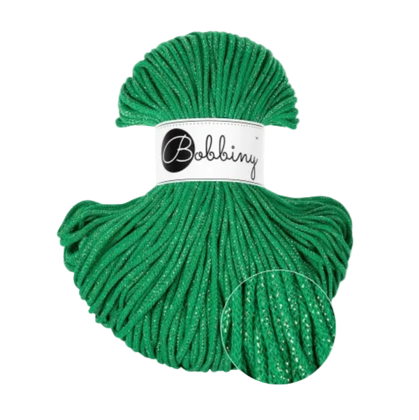 Bobbiny Flechtkordel Junior 3 mm Shiny Jade Green – jadegrüne Kordel mit Schimmer, 100 m