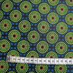 Shweshwe Baumwollstoff Disco Blue Circle mit geometrischen Kreismotiven