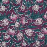 Stoff aus Indien "Hand Block Print Blumen Aubergine" - Baumwolle Meterware