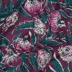 Stoff aus Indien "Hand Block Print Flowers Aubergine" - Baumwolle Meterware