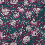 Stoff aus Indien "Hand Block Print Flowers Aubergine" - Baumwolle Meterware