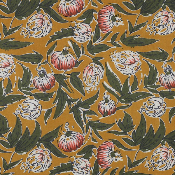 Stoff aus Indien Hand Block Print Ocker
