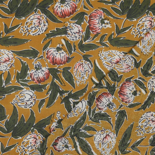 Stoff aus Indien Hand Block Print Ocker