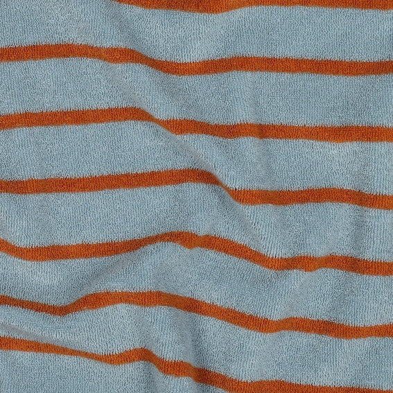 Strickfrottee Baumwolle Streifen Blau/Braun – Meterware