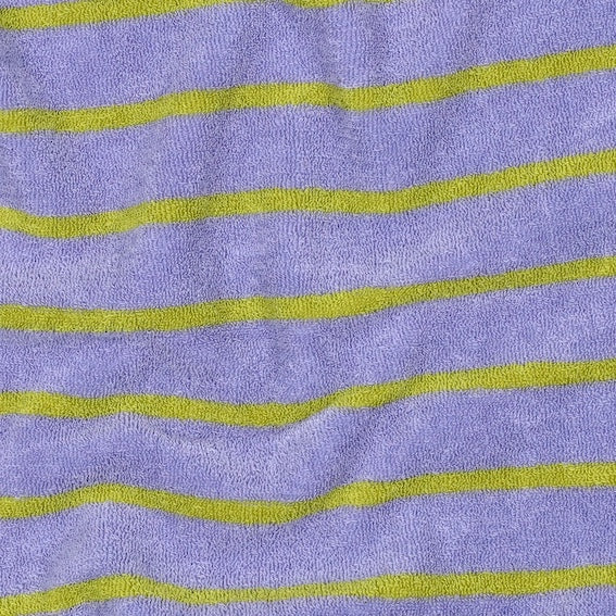 Strickfrottee Baumwolle Streifen Lila/Limette – Meterware