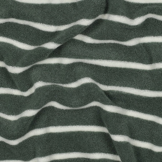 Strickfrottee Baumwolle Streifen Salbei/Offwhite – Meterware