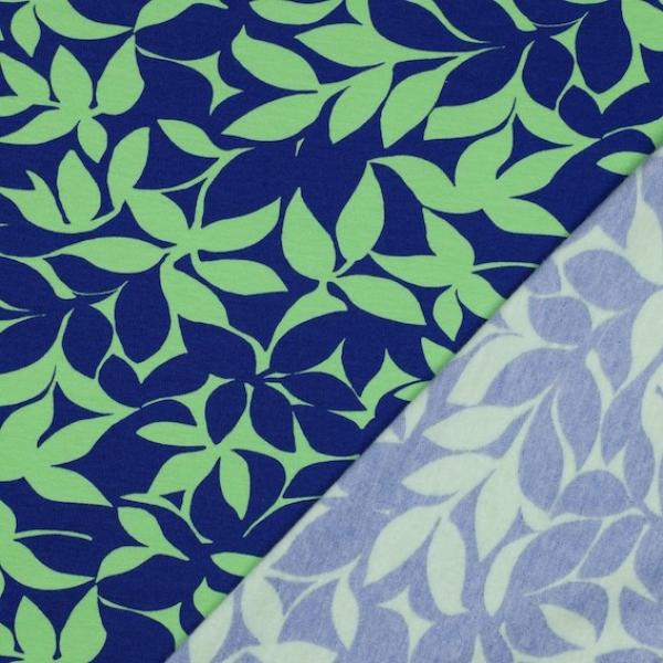 Sweat Baumwolle - Leaves Green Navy