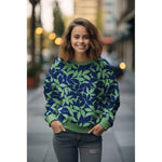 Sweat Baumwolle - Leaves Green Navy