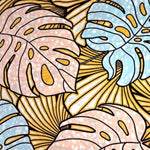 Afrikanischer Wax Print Stoff Baumwolle TROPICAL LEAF BLUE | Meterware
