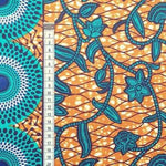 TURQUOISE CIRCLE JUNGLE Waxprint Stoff