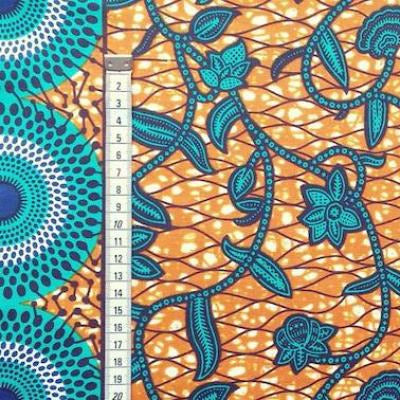 TURQUOISE CIRCLE JUNGLE Waxprint Stoff