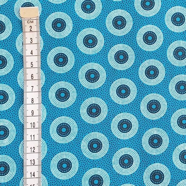 TURQUOISE-DOTS Afrikanischer-Shweshwe-Stoff