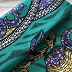 Afrikanischer Wax Print Stoff Baumwolle TURQUOISE JUNGLE FLOWER | Meterware