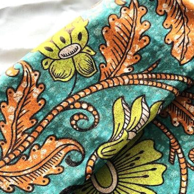 TURQUOISE LIME FLOWER Osikani Stoff