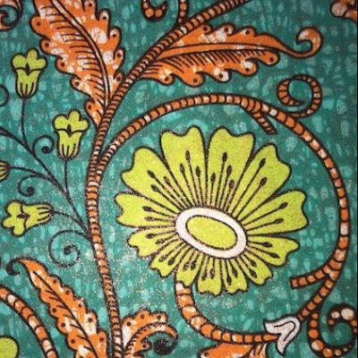 TURQUOISE LIME FLOWER Osikani Stoff