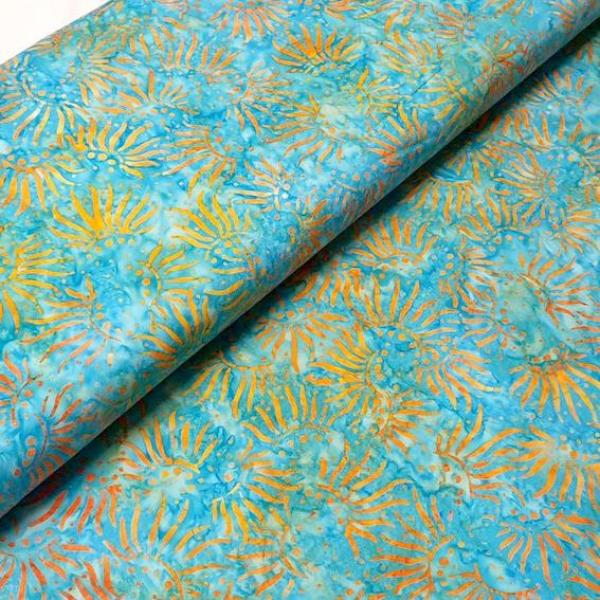 TURQUOISE ORANGE - Chrome - Batikstoff aus Indonesien