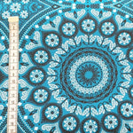 TURQUOISE-ORNAMENT-Afrikanischer-Shweshwe-Stoff