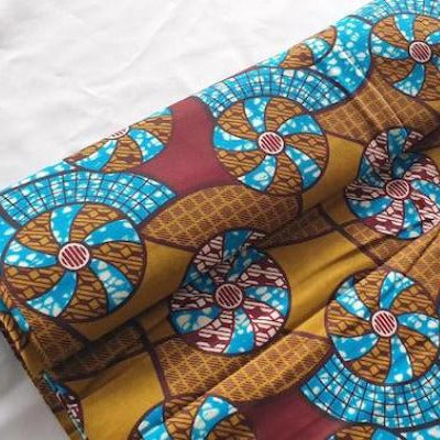 TURQUOISE SUMMER FAN Waxprint Stoff