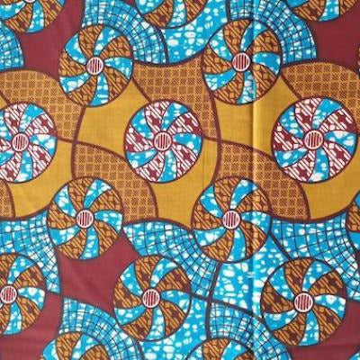 TURQUOISE FAN Waxprint Stoff