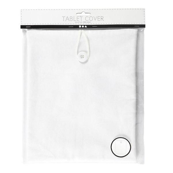 Tablet-Hülle Weiss aus Baumwolle – 22 × 27 cm