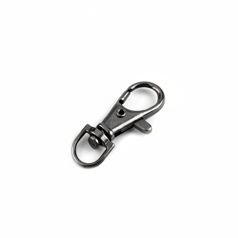 Taschenkarabiner für Kordel Nickel Schwarz - 10 mm