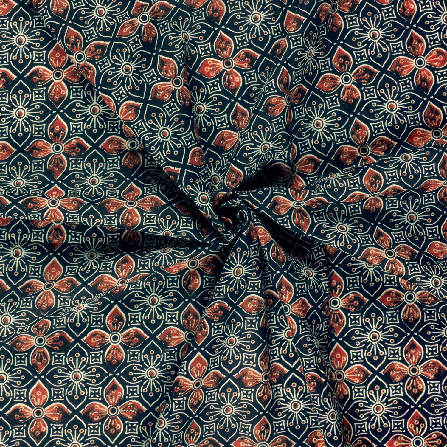 Stoff aus Indien "Floral Black" - Baumwolle Voile Meterware