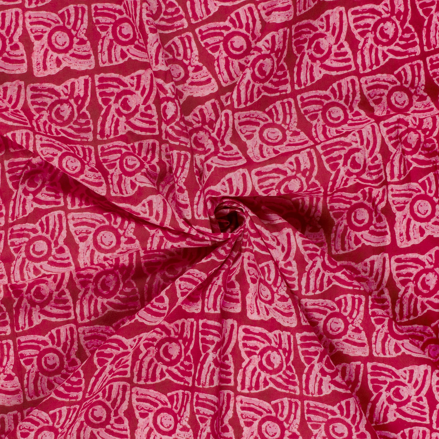 Stoff aus Indien "Pink Mosaic" - Baumwolle Voile Meterware