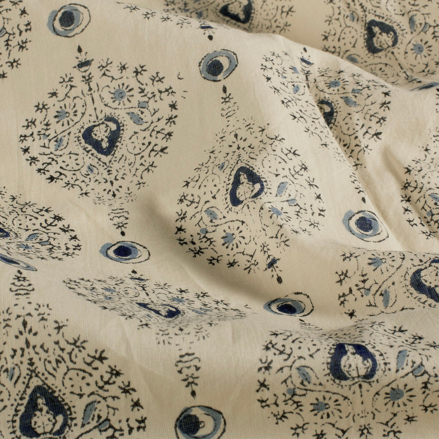 Stoff aus Indien "White Mosaic" - Baumwolle Voile Meterware