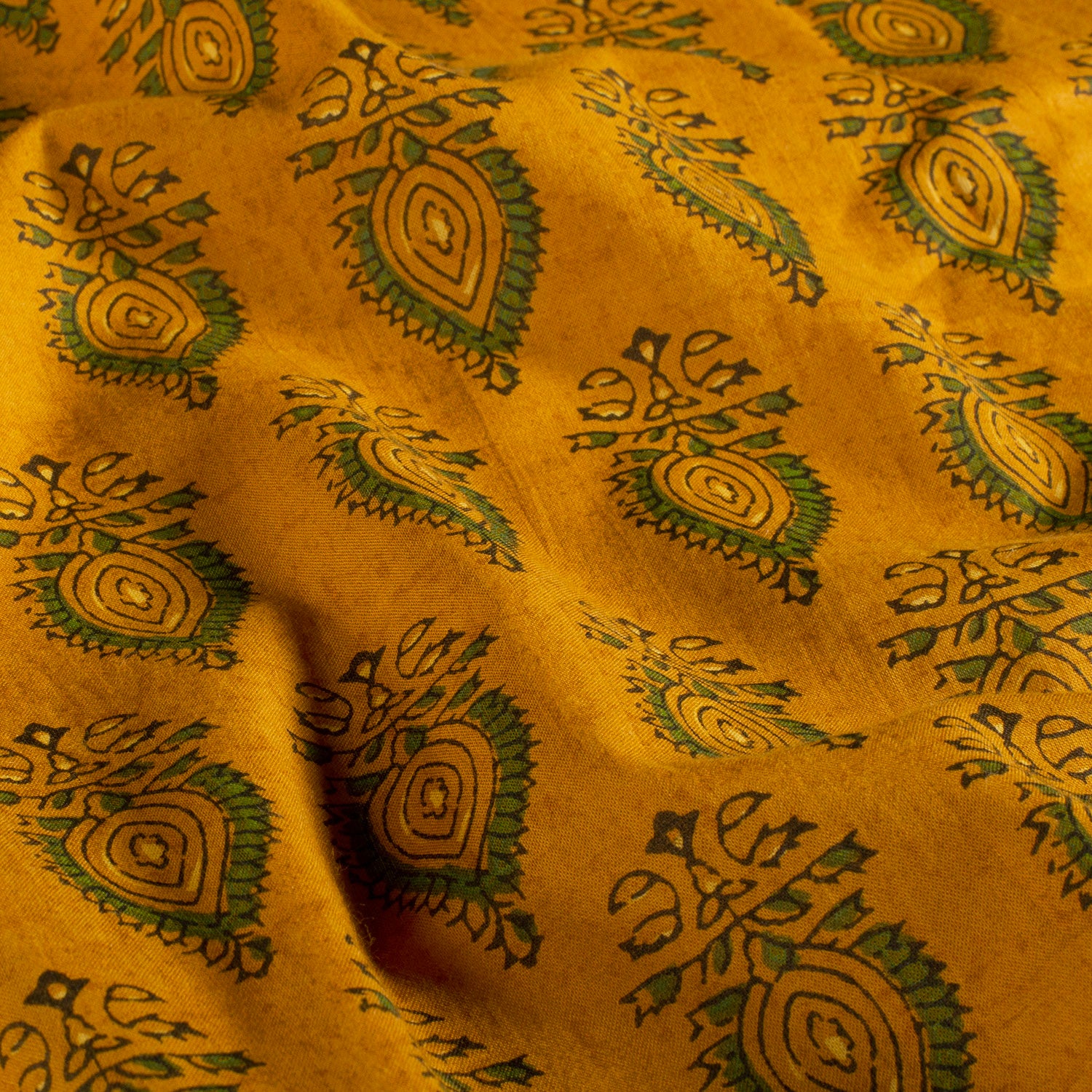 Stoff aus Indien "Ocher Ornament" - Baumwolle Voile Meterware