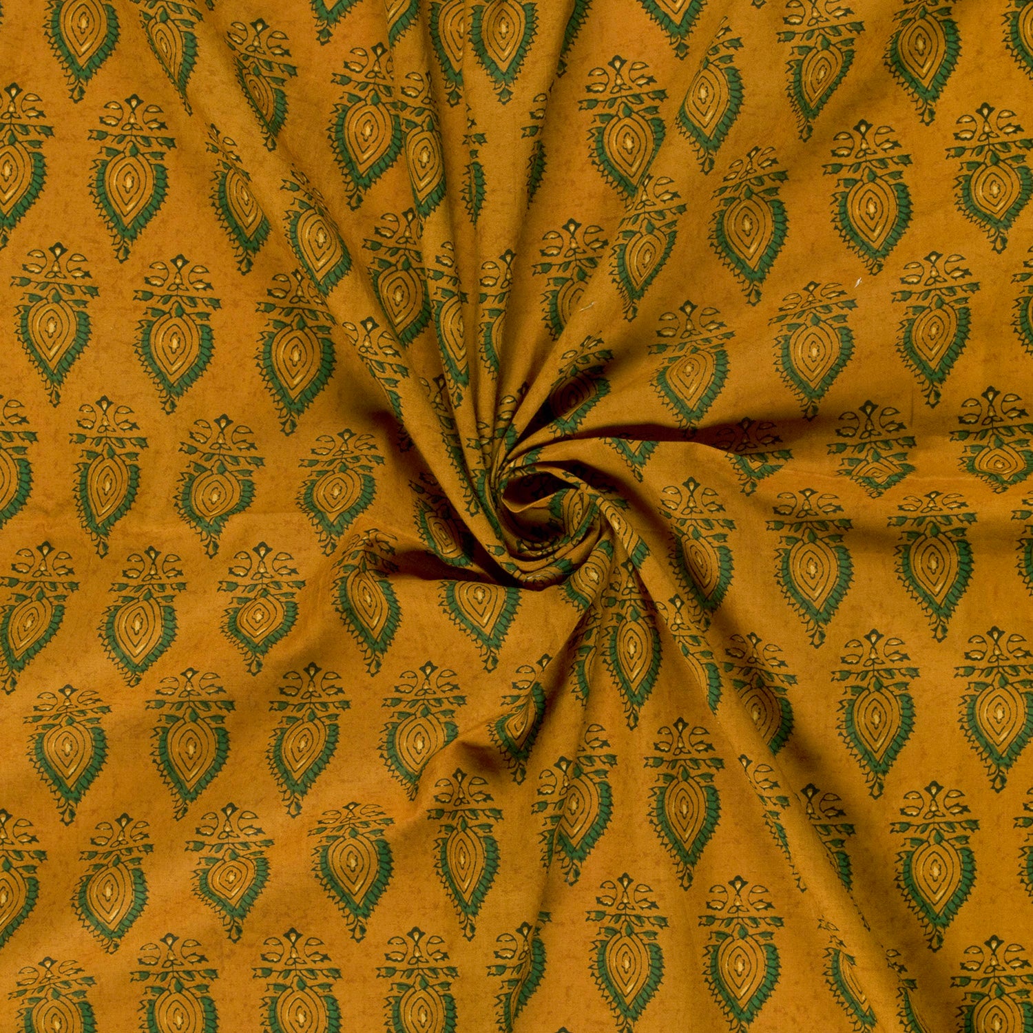 Stoff aus Indien "Ocher Ornament" - Baumwolle Voile Meterware
