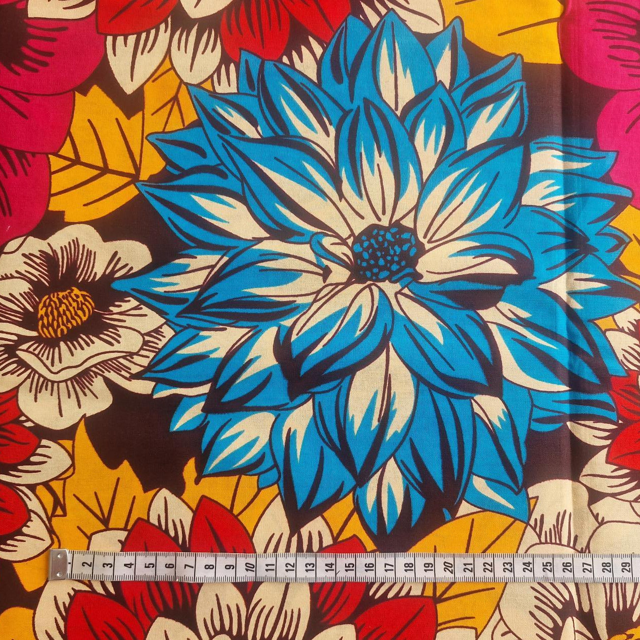 Afrikanischer Wax Print Stoff "Colorful Flowers" - Baumwolle Meterware