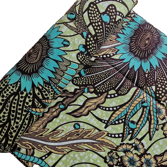 Wax Print „Granatapfel Mint“ – afrikanischer Baumwollstoff
