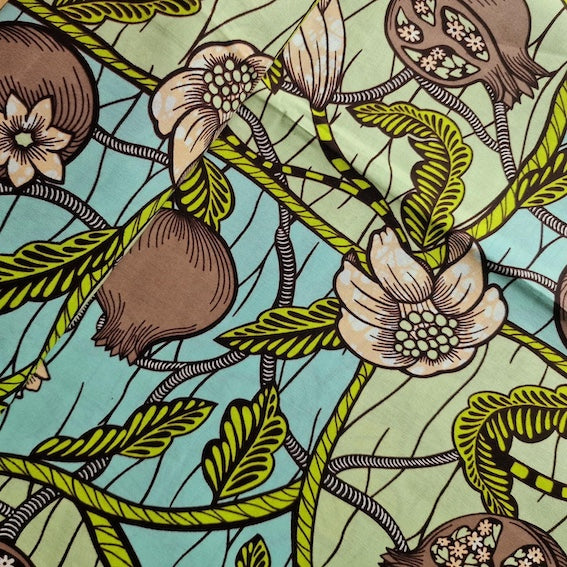 Wax Print „Granatapfel Mint“ – afrikanischer Baumwollstoff