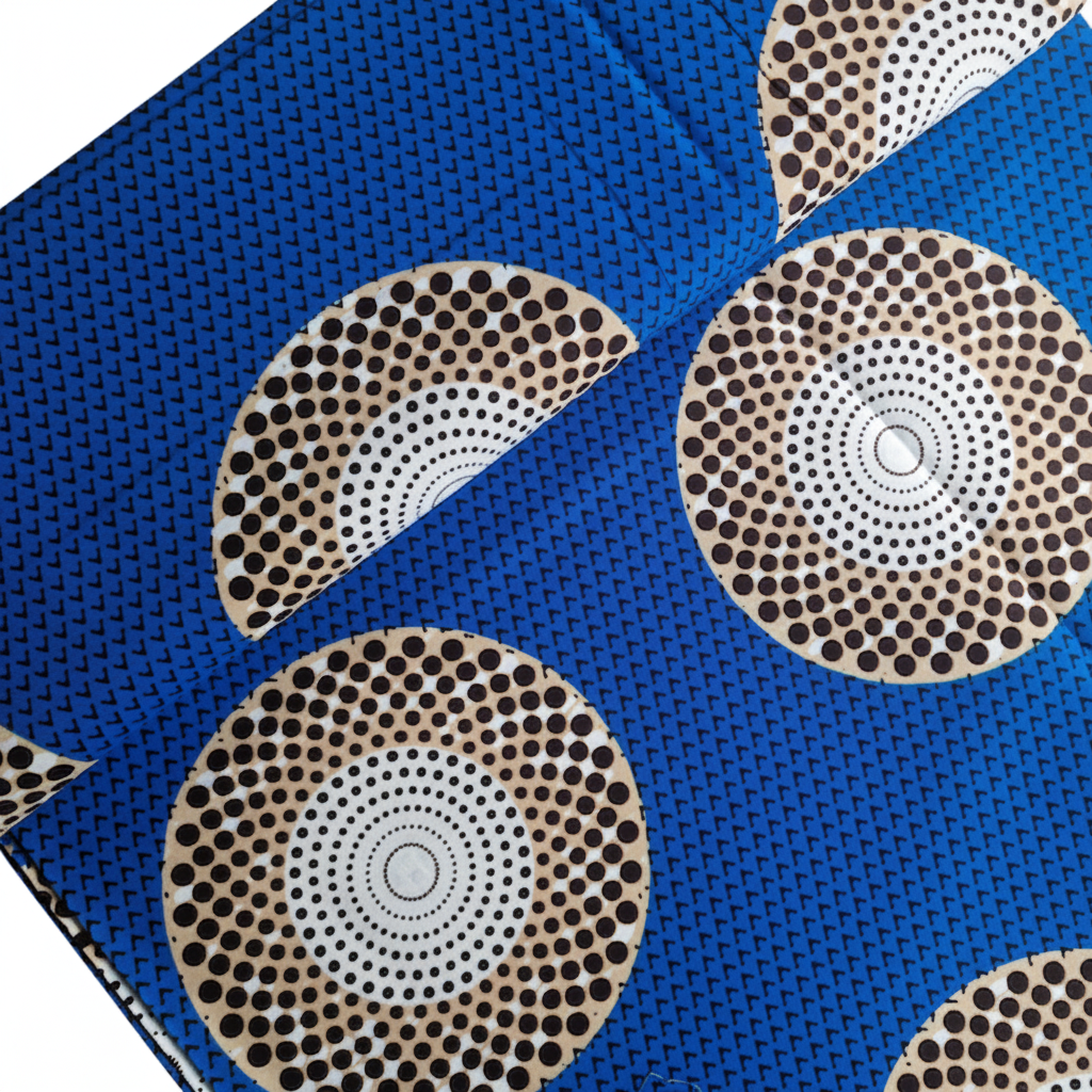 Wax Print „Kreise Blau Weiss“ – afrikanischer Baumwollstoff