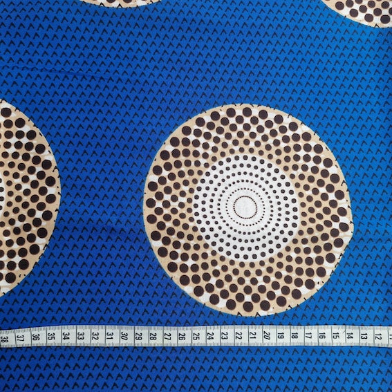 Wax Print „Kreise Blau Weiss“ – afrikanischer Baumwollstoff