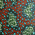 Wax Print „Leo Türkis Grün Rot“ – afrikanischer Baumwollstoff