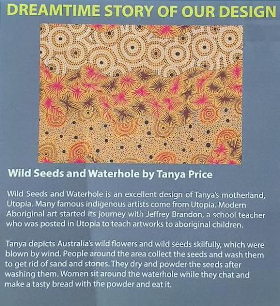 YELLOW WILD SEED & WATERHOLE Aborigines Stoff aus Australien