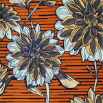 Wax Print Stoff Baumwolle gelb orange floral Blumenmuster – Meterware afrikanisch Yellow Dahlias