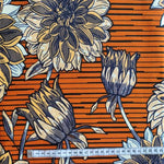 Wax Print Stoff Baumwolle gelb orange floral Blumenmuster – Meterware afrikanisch Yellow Dahlias