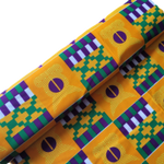 YELLOW GEOMETRIC Afrikanischer-Kente-Stoff