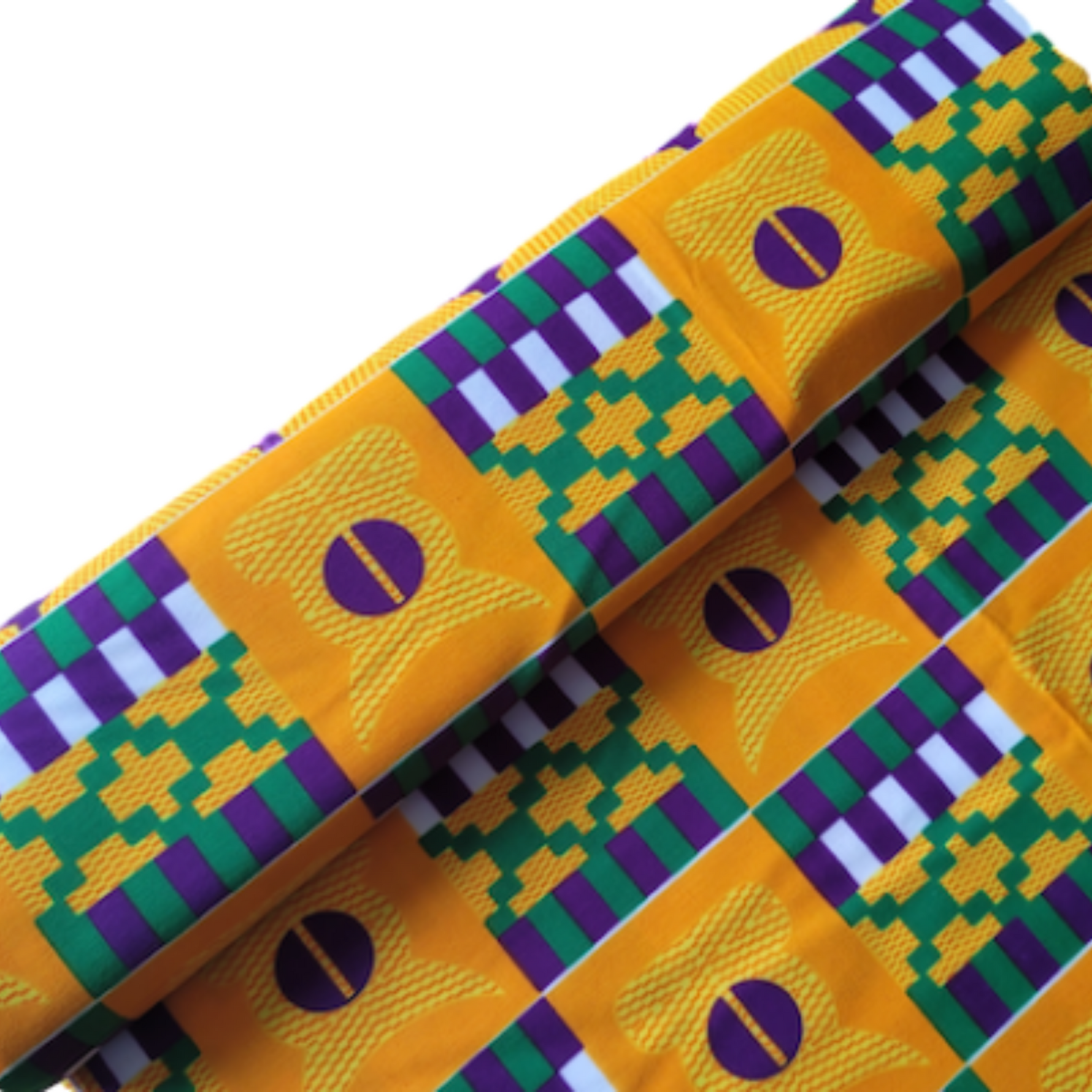 YELLOW GEOMETRIC Afrikanischer-Kente-Stoff