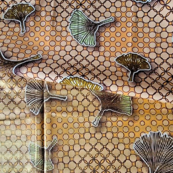 YELLOW GINKGO Afrikanischer Osikani Stoff