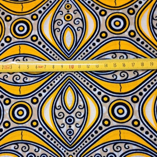 Afrikanischer Wax Print Stoff Baumwolle YELLOW MOSAIC | Meterware