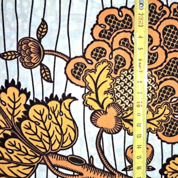 Afrikanischer Wax Print Stoff Baumwolle YELLOW ORIENTAL FLOWERS | Meterware