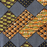 Afrikanischer Wax Print Stoff Baumwolle YELLOW TILES | Meterware