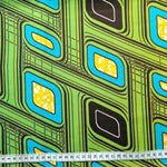 Wax Print Stoff Baumwolle gelb türkis gemustert – Meterware afrikanisch Yellow Turquoise Retro