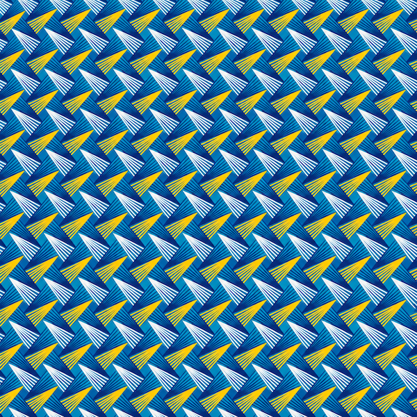 Original Shweshwe Stoff Yellow Turquoise Fan Pattern mit gelb-weissen Fächermotiven auf Blau