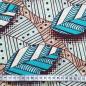 Preview: Afrikanischer Wax Print Stoff Baumwolle BLUE LEAVES | Meterware