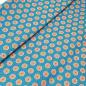 Preview: BLUE ORANGE DANDELION Afrikanischer-Shweshwe-Stoff-